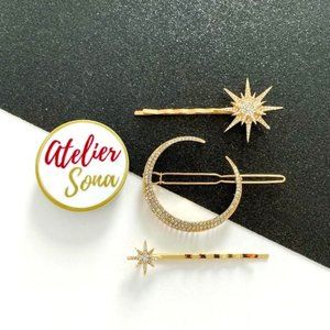 Stars and Moon Hair Clips - Set of 3 20